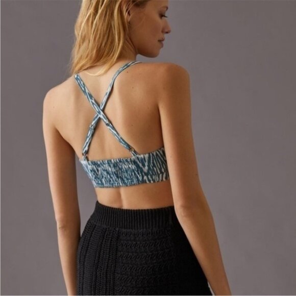 Anthropologie | Pilcro Ikat Printed Surf Bra Top New Small Smocked Cotton Lounge - Picture 4 of 7
